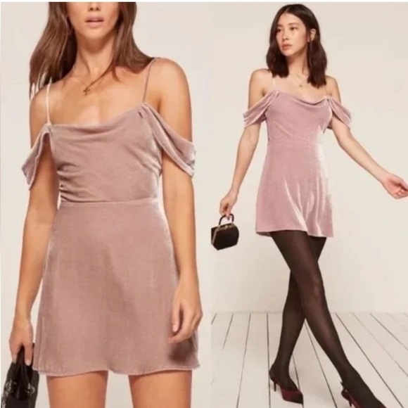 Reformation Lorraine Velvet Silk Mini Dress 💗 Sz 4 - Picture 4 of 16